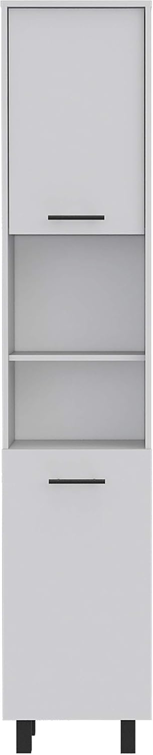 Pantry,Four Legs,Three Interior Shelves,Two Shelves,Two Cabinets for Kitchen,Laundry,Living Room,Bedroom-White,15.7 * 13.7 * 13.7