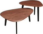 Nesting Coffee Table Set of 2-Mid Century Modern Wooden Coffee Table,Guitar Pick Stacking Tables with Solid Wood Legs,Small Coffee Tables for Small Spaces,Living Room,Apartment(Walnut)