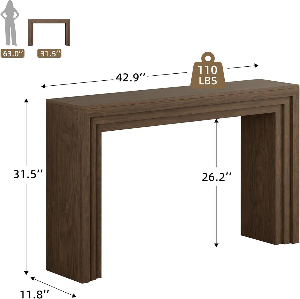 Lulive Console Table for Entryway, 43 Inch Step Design Sofa Table | 11.8"D step console supports up to 110 lb, with anti-tip kit and labeled parts for about 40-minute assembly.