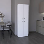 Kitchen Pantry 71" H, 4 Doors, 5 Adjustable Shelves, Laundry, White,for Kitchen