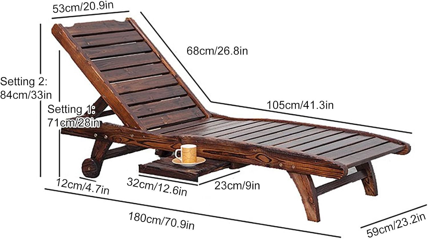 Kids Chaise Lounge Chair Outdoor, Wood Double Pool Lounger Chairs w/Cup Holders, High Backrest, Arm Rest, Activities Furniture for Patio, Garden, Indoor Outdoor