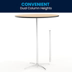 Flash Furniture Lars 36'' Round Wood Cocktail Table with 30'' and 42'' Columns, Wood Bar Height Table for Commercial or Residential Use, Natural