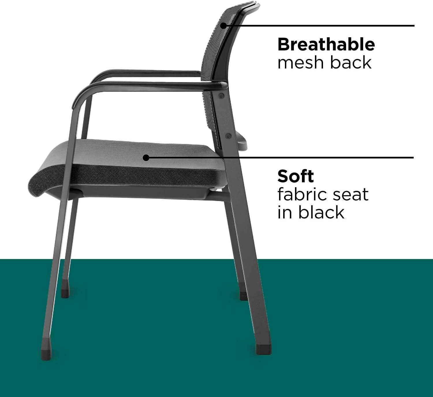 Workplace 2.0 Guest & Reception Chair, Mesh, Stackable, Black