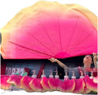 Fishbone Fan 85cm Soft Big Dance Fan Chiffon Foldable Fishbone Flowy Dancer Props Bellydance(Color 1,2PCS)