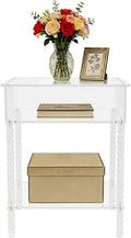 Acrylic Side Table, End Table with Storage, Small Bedside Table Accent Table, Nightstand for Living Room Bedroom, 16x 12x 20in (Clear)