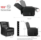 GTRACING Gaming Recliner Chair with Bluetooth Speakers Racing Style Single Gaming Sofa Modern Living Room Recliners Ergonomic Comfortable Massage Home Theater Seating, Black