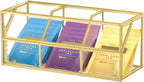 NCYP Glass Tea Bags Organizer with Lid, Small 3 Slots Teabag Storage Box, Indoor Counter Teabag Display Case, Kitchen Cabinet Gold Decor, 8.7 x 3.6 x 3.66 Inches (Glass Box Only)
