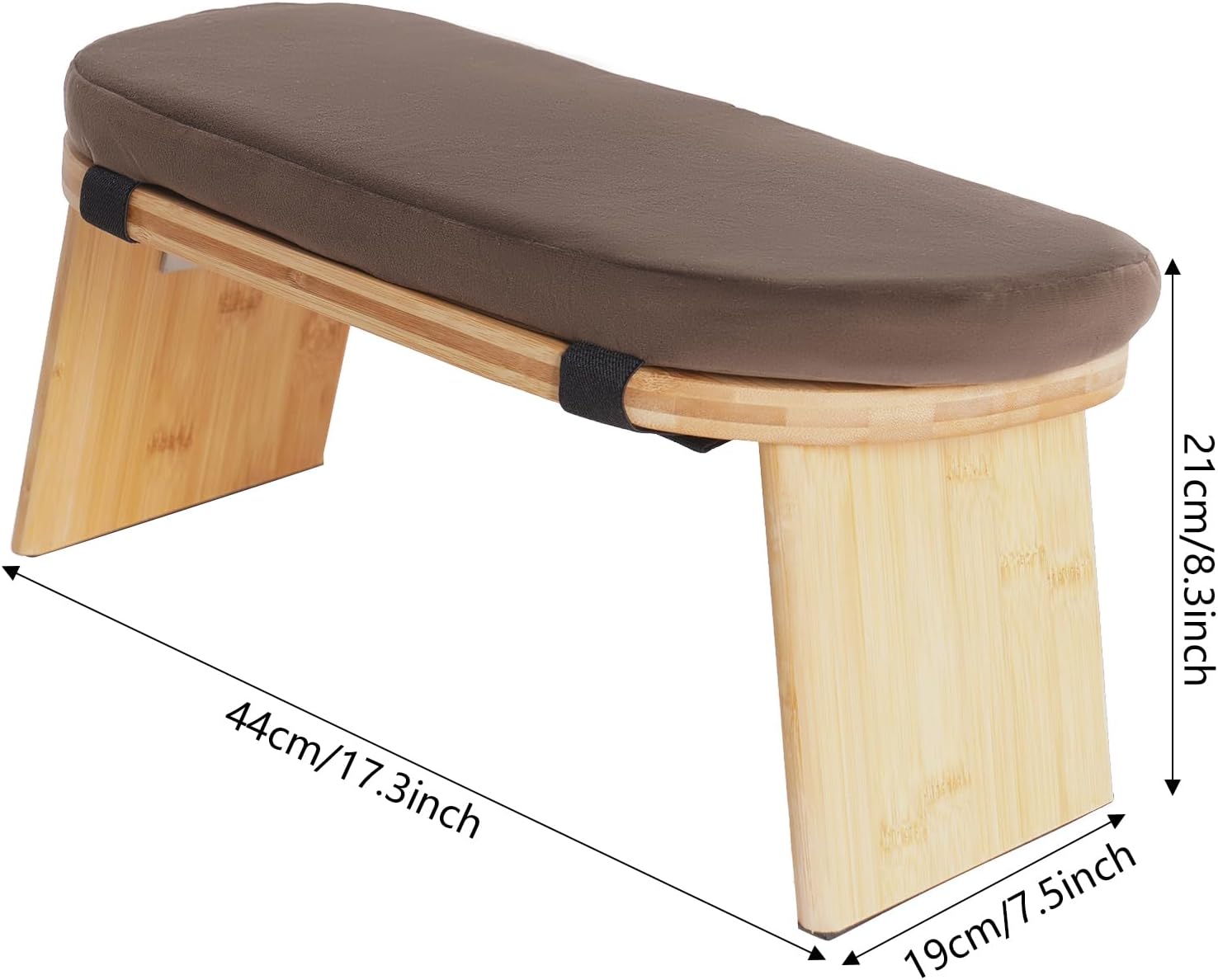 Folding Bamboo Meditation Stool, Meditation Bench with Velvet Cushion & Carry Bag, Travel Meditations Seat, Comfortable Folding Kneeling Stool Chair for Mindfulness, Zen Practice Coffee
