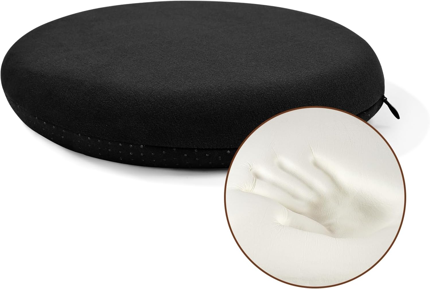 BUYUE Memory Foam Seat Cushion, Dia 13" Soft Velvet Round Stool Cushion Anti-Slip Chair Pads, S, Black