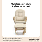 Storkcraft Premium Hoop Glider & Ottoman (Natural/Beige) — GREENGUARD Gold Certified Nursery Glider, Solid Wood Craftsmanship, Smooth-Gliding Nursery Chair and Ottoman, Award-Winning