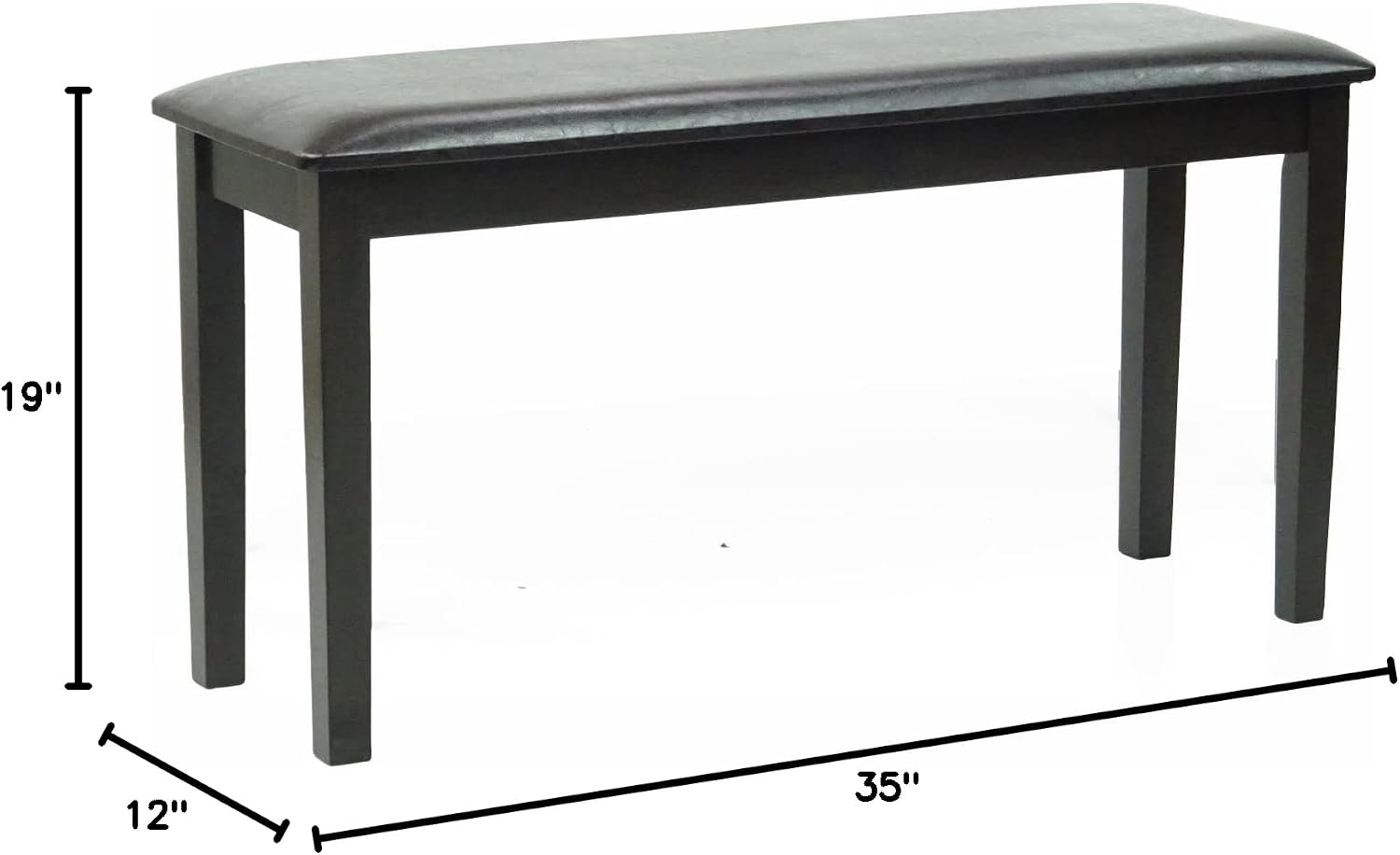 Dining Kitchen Solid Wooden Stained Bench Padded Seat Espresso Black Finish