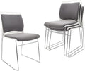 4 Pack Stacking Chairs 1102LB Capacity Home Office Guest Chair Set With Sled Base, Modern Reception Chair for Kitchen, Waiting Room, Multi-Purpose, Break Room, Training, Cafeteria, Gray Color