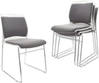 4 Pack Stacking Chairs 1102LB Capacity Home Office Guest Chair Set With Sled Base, Modern Reception Chair for Kitchen, Waiting Room, Multi-Purpose, Break Room, Training, Cafeteria, Gray Color