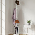 Coat Rack Freestanding, Coat Rack Stand with Umbrella Holder, Coat Tree, Coat Hanger Stand with 12 Hooks for Clothes Bag Hats, Used in Bedroom, Office, Living Room and Entryway-White