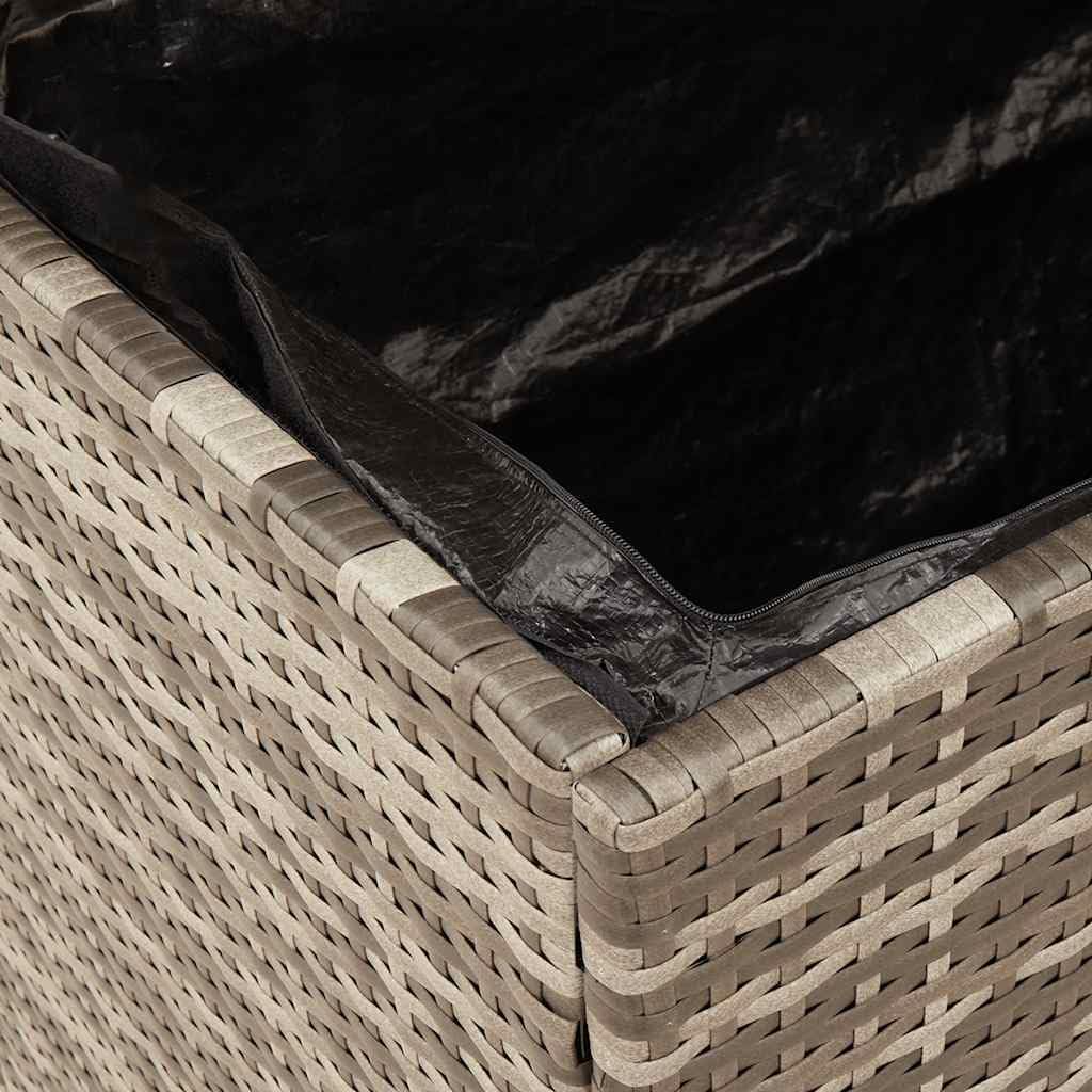 Patio Storage Box Outdoor Gray Resin Wicker Bench 43.3"x19.7"x21.3" with Acacia Wood Lid for Cushions Towels Backyard Deck Porch Weather Resistant Furniture
