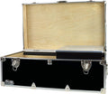 C&N Footlockers - Full-Size Happy Camper Trunk w/Tray - #1 Summer Camp Trunk - Made in the USA - Steel Footlocker with Lid Stay - 32 x 18 x 13.5 Inches (Black)