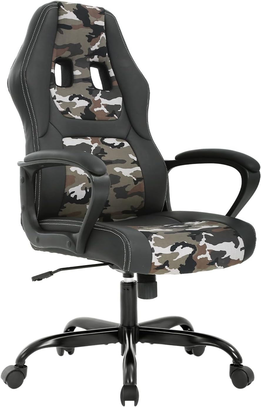 Computer Gaming Chair Office Ergonomic PC Chair Racing Chairs Writing Working High-Back PU Leather Swivel Adjustable Height Executive Chairs,Camo