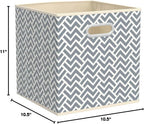Amazon Basics Collapsible Cube Storage Organizer Bins, 24-Pack, 10.5 x 10.5 x 11 inches, Chevron Grey