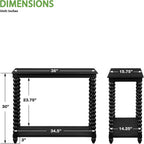 OSP Home Furnishings Elise Cottage Style Table with Spindle Legs, Open Storage Shelf, Foyer Table, Black Finish