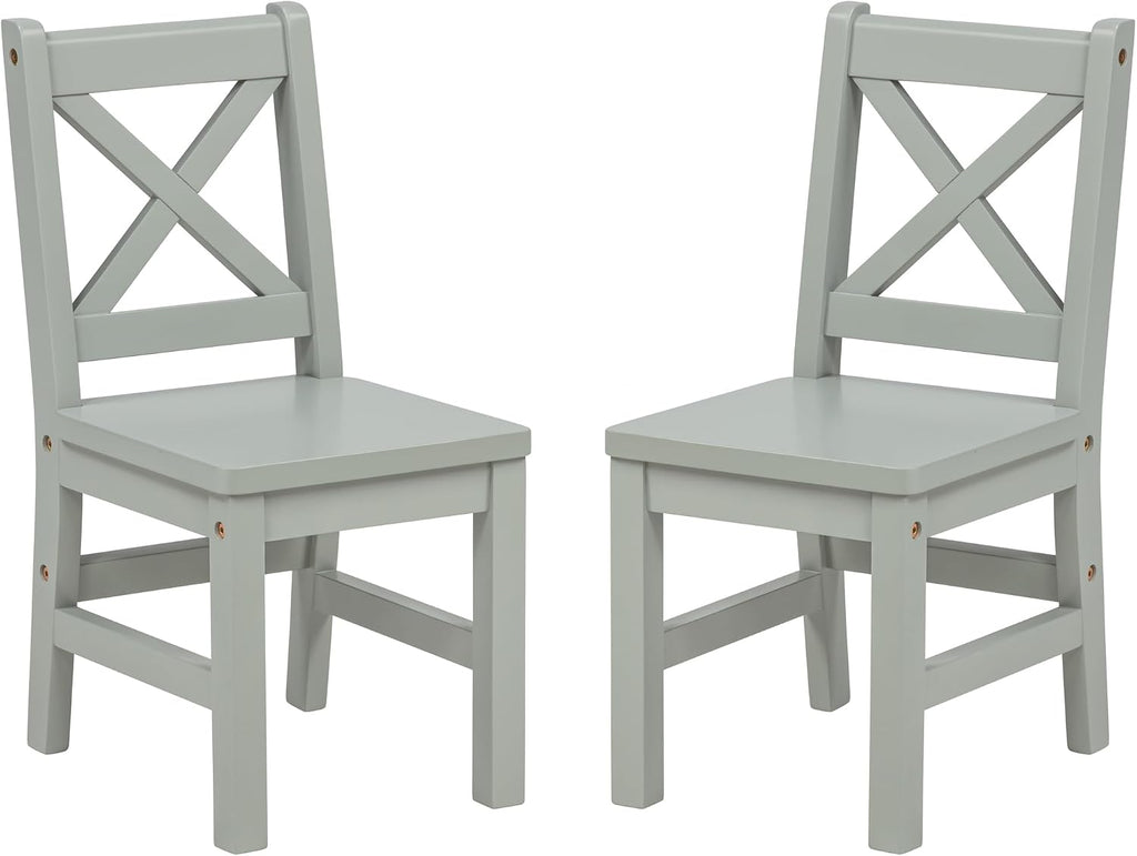 eHemco Solid Hard Wood X Back Kids Chair, Sage Green, Set of 2