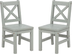 eHemco Solid Hard Wood X Back Kids Chair, Sage Green, Set of 2