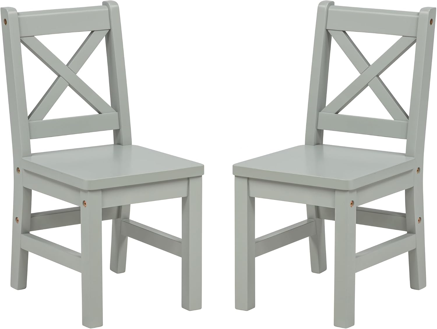 eHemco Solid Hard Wood X Back Kids Chair, Sage Green, Set of 2