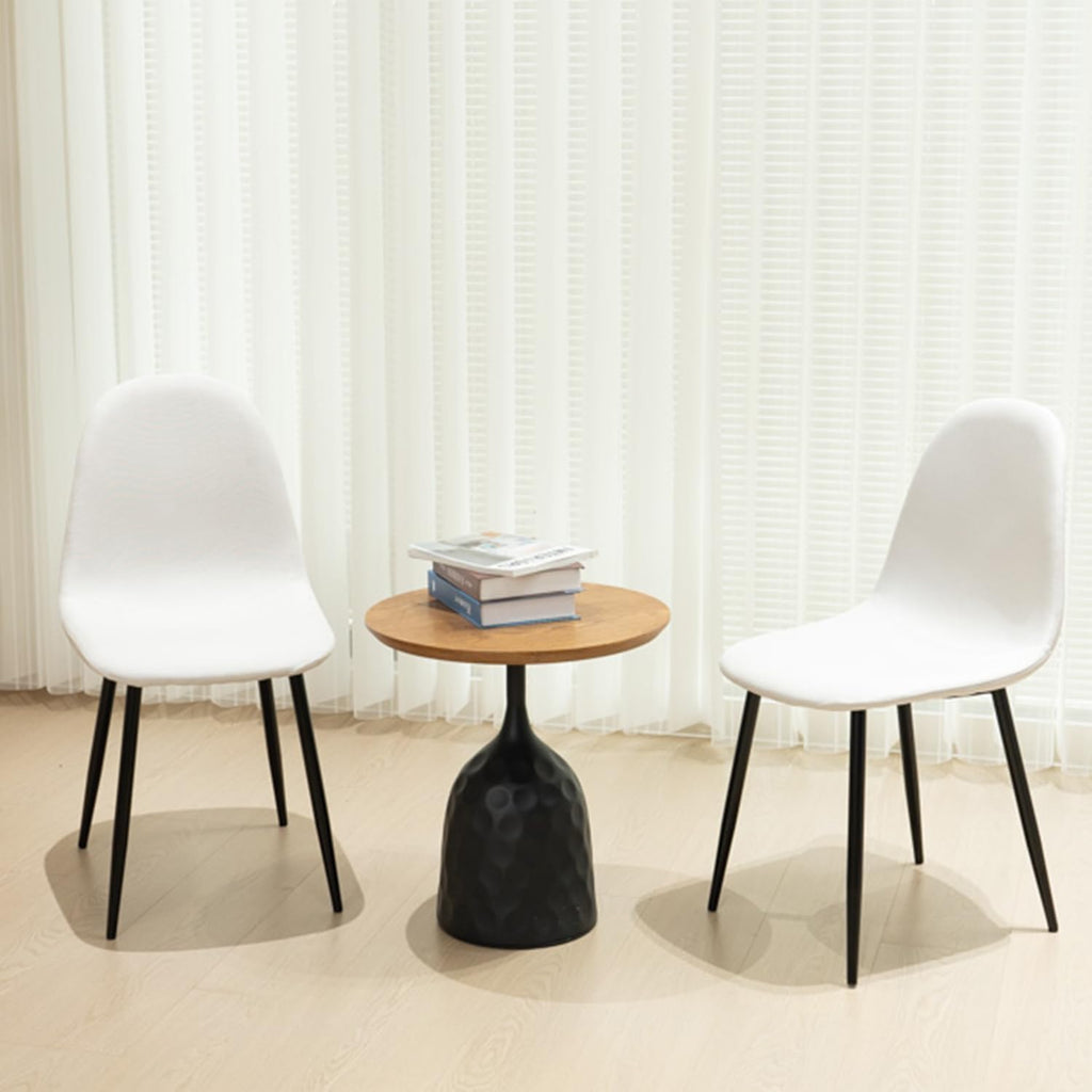 FurnitureR Dining Chairs Set of 4, Fabric Comfy Seat Armless Side Chairs with Metal Legs Mid Century for Home Kitchen Reception Room, Beige