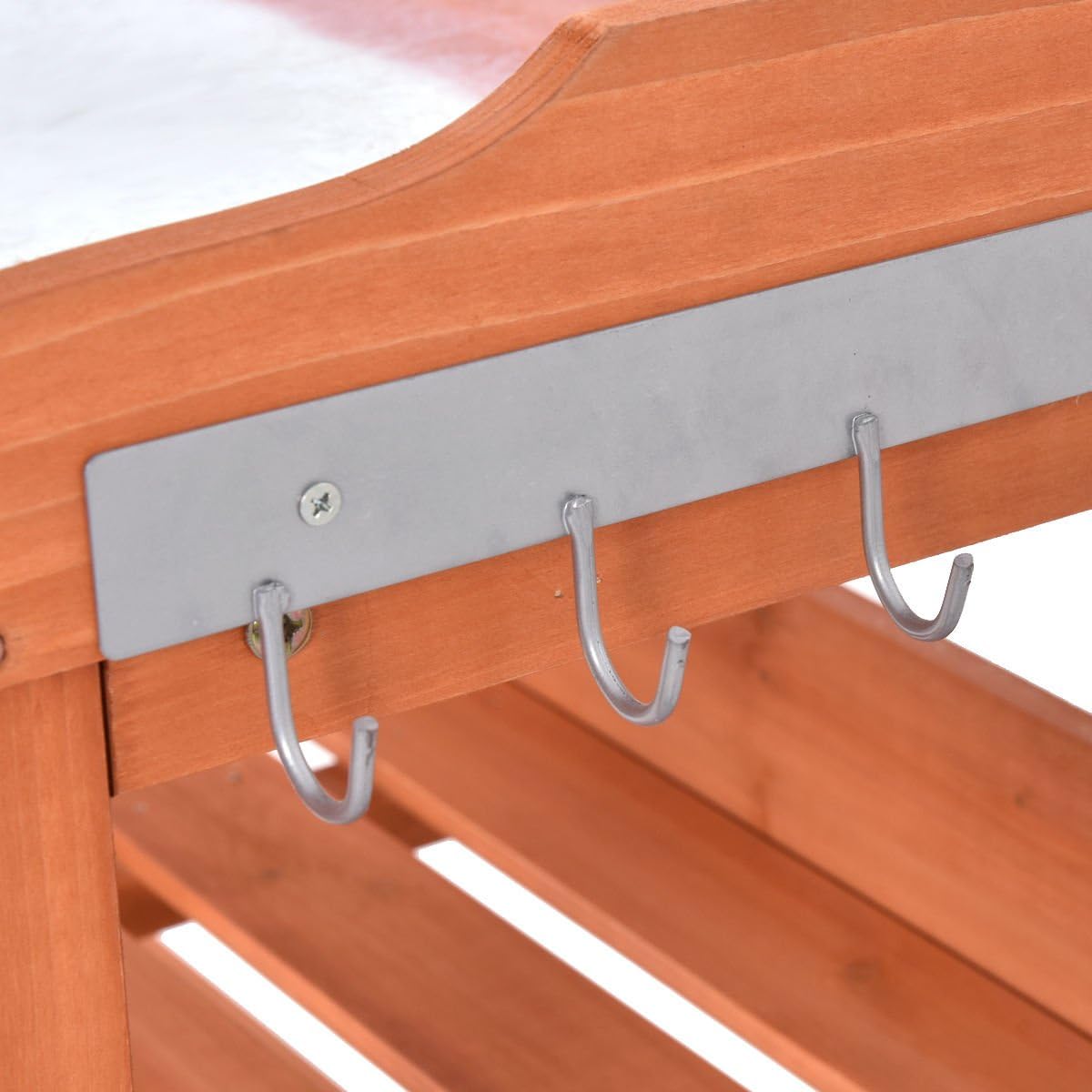 Outdoor Garden Wooden Potting Bench Work Station Table Tool Storage Shelf W/Hook