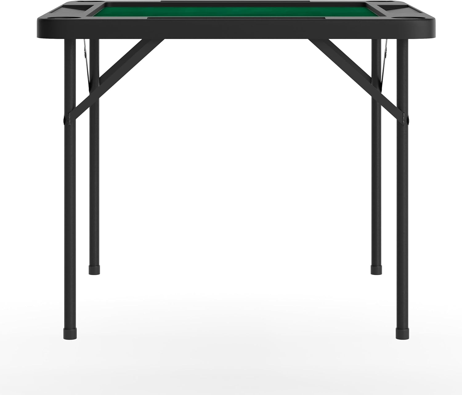 Flash Furniture Silas 34.5" Square Folding Card Table with Green Felt Playing Surface and Cup Holders, Portable Folding Game Table for 4 Players, Black/Green
