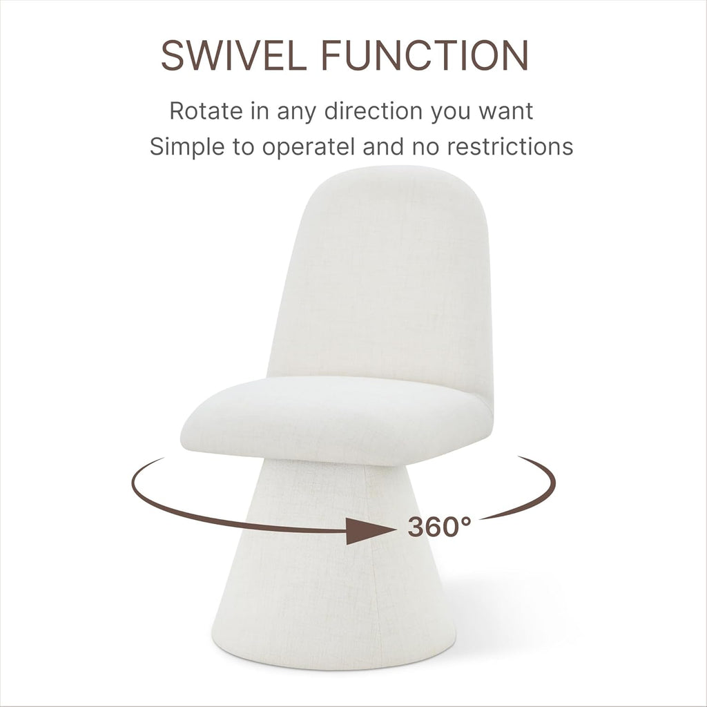 KISLOT Swivel Dining Chairs Set of 4, Modern Upholstered Dining Chair Mid Century Kitchen Chairs with Wave Shaped High Back, 360 Degree Rotating Vanity Chair for Dining Room, Bedroom, Farmhouse, Beige
