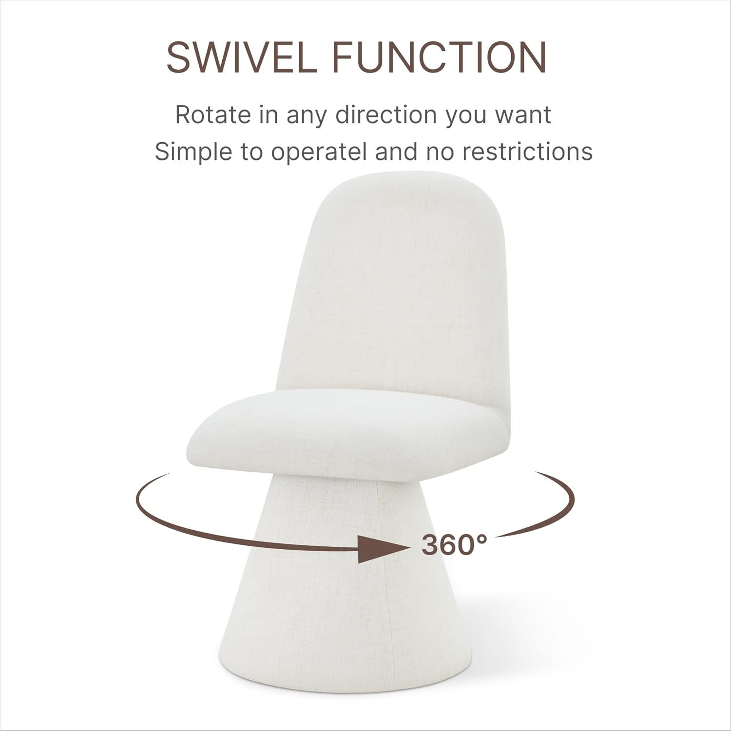KISLOT Swivel Dining Chairs Set of 4, Modern Upholstered Dining Chair Mid Century Kitchen Chairs with Wave Shaped High Back, 360 Degree Rotating Vanity Chair for Dining Room, Bedroom, Farmhouse, Beige