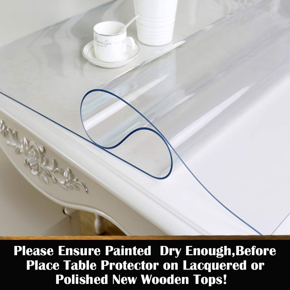 Square Clear Vinyl Table Protector for Night Stand Bedside Tabletop PVC Plastic Tablecloth Desktop Cover Mat Easy Clean Dustproof Topper Cabinet Screen Protection Table Pad 12x12 Inch