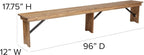EMMA + OLIVER 8' x 12" Antique Rustic Solid Pine Folding Farm Bench with 3 Legs
