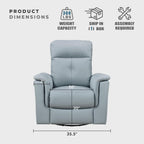 Lexicon Swivel Glider Recliner Chair, Comfy Nursery Glider, Top Grain Leather Match Recliner, Manual Reclining Chair for Living Room/Office/Apartment, Blue