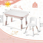 Kids Table and Chair Set with Storage, 5 in 1 Height Adjustable Toddler Table and 2 Chair Set, Toddler Kids Activity Table for Building Blocks/Drawing/Reading/Dining/Sand and Water Play (Pink)