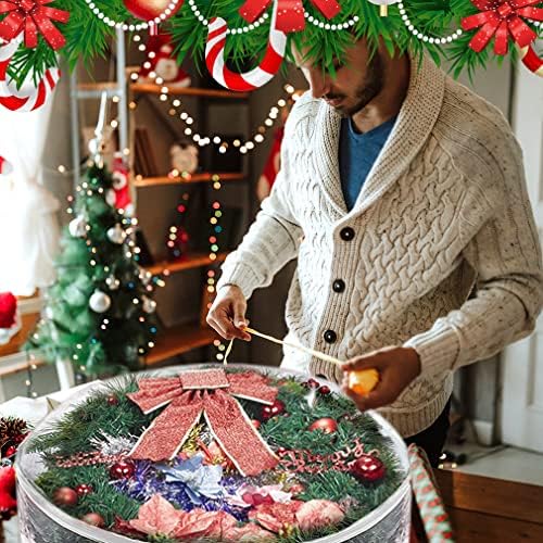 ProPik Christmas Wreath Storage Bag 30" - 2 Pack Clear Xmas Wreath Storage Container - Garland Holiday Artificial Wreath Storage Holder - Water Proof Transparent PVC with Handles (30 Inch, White)