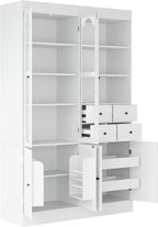 SOFTSEA 75" Tall Kitchen Pantry with 4 Drawers, Kitchen Storage Cabinet with Door Shelves and Pull-Out Trays, Pantry Organizer for Dining Room Office Living Room, White