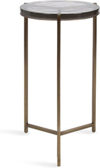 Kate and Laurel Aguilar Modern Round Side Table, 13 x 13 x 24, Clear Glass and Antique Brass, Textured Circle Glass End Table for Use as Living Room Accent Table or Unique Bedroom Nightstand