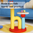Round End Table with Double-Layer Tabletop, Cute HI-Shape Side Table, Colorful Bedside Table with Stable Base, Creative Coffee Table for Living Room
