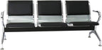 Peach Tree Reception Chairs Waiting Room Chair with Black Leather, Lobby Chairs for Reception Room, Office, Airport Reception Bench (5 Seat, Black)