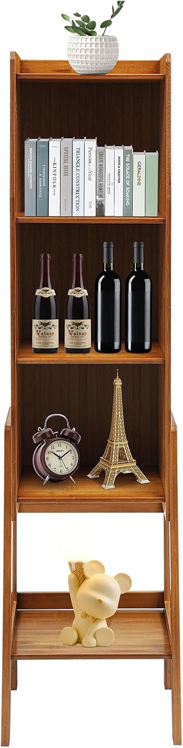 Modern End Table, Side Table Cabinet, Five-Tier Side Table, Wood Bookcase Organizer with Open Shelves for Living Room & Home Office