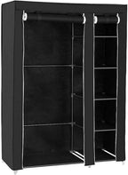 Wardrobe Black Canvas Closet Wardrobe Household Portable Clothes Shoe Storage Organizer Shelf Rack Fabric Bedroom Furnitur Wardrobe Rack (Color : 1PC)