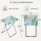 TV Trays Table Set of 2 Portable Folding TV Tray Table TV Dinner Tray with Sturdy MDF, Small Folding Tables with Phone & Tablet Slot, No Assembly Required, 15 x 18.9 x 25.6 in (Sea Blue Marble, 2Pcs)