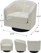 Swivel Barrel Accent Chair, Modern Round Chenille Fabric Arm Chair for Living Room, Bedroom, Comfy Club Reading Chairs for Adults