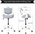 Ergonomic Drafting Chair,Standing Computer Desk Chair,Foot Ring,Lumbar Support,Swivel Task Chair -Grey