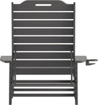Taylor & Logan Edgley Adjustable Adirondack Lounger with Cup Holder- All-Weather Indoor/Outdoor HDPE Lounge Chair in Gray