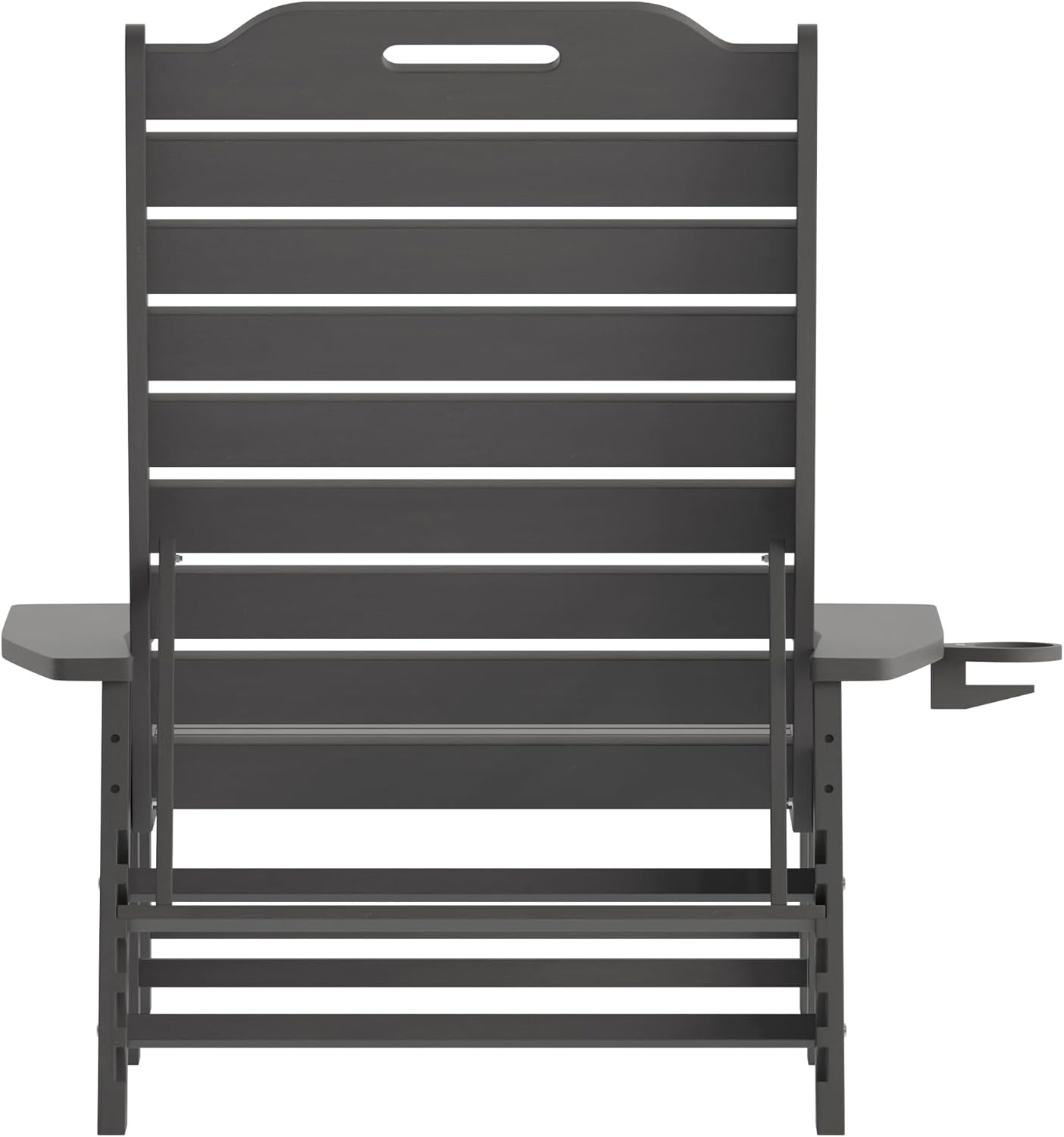 Taylor & Logan Edgley Adjustable Adirondack Lounger with Cup Holder- All-Weather Indoor/Outdoor HDPE Lounge Chair in Gray