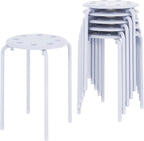 VECELO 6-Piece Stacking Stools, 17.7 Inch Standard Height, Portable Stackable Colorful Decoration Stools for School Classroom and Office Use, White