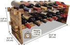 16-Bottle Stackable Wine Rack - 2-Tier Rustic Pine Wood Wine Storage, Freestanding Organizer for Kitchen, Home Bar & Dining Room - Easy Assembly