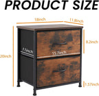 Elevon Nightstand with 2 Drawers, Bedside Table Small Dresser with Removable Fabric Bins, Night Stand, Bedside Furniture, End Table with Fabric Bins for Bedroom, Closet